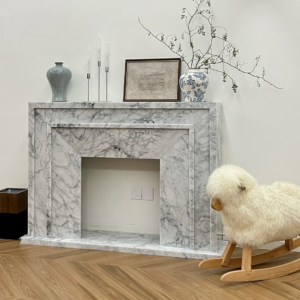 carrara white marble fireplace