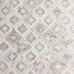 ms05 lantern arabesque calacatta gold marble mother pearl of shell waterjet mosaic tile