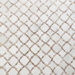 ms02 chevron thassos white marble mother pearl of shell waterjet mosaic tile
