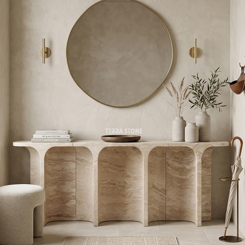 3 meters beige travertine marble console table 3 meters beige travertine marble console table