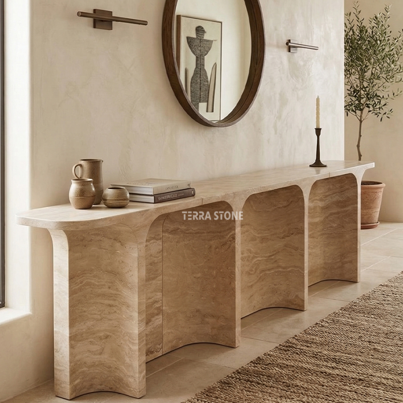 3 meters beige travertine marble console table 3 meters beige travertine marble console table