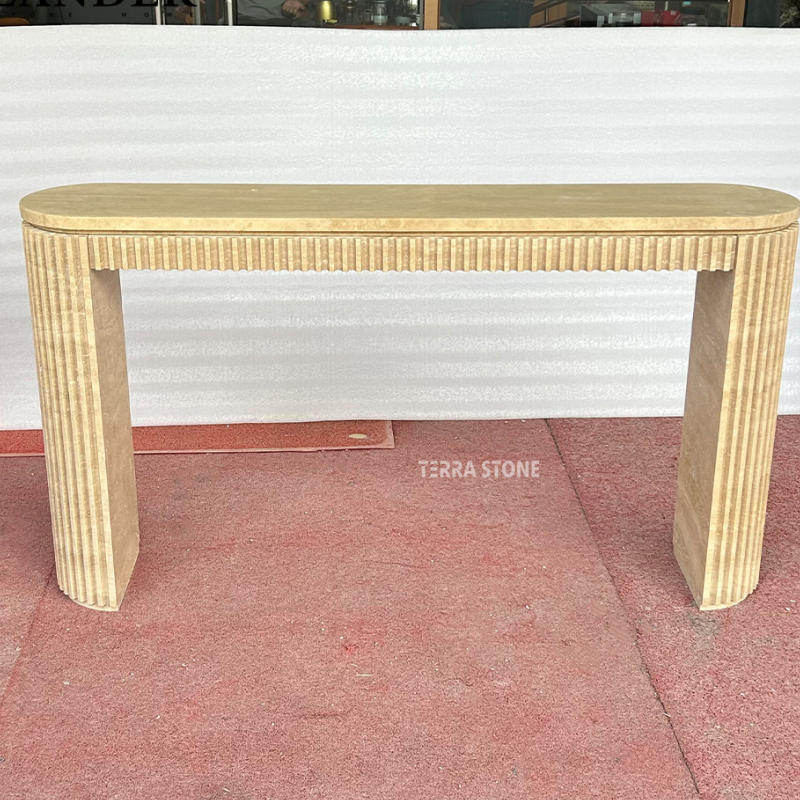 beige travertine marble console table with semi circular table legs beige travertine marble console table with semi circular table legs