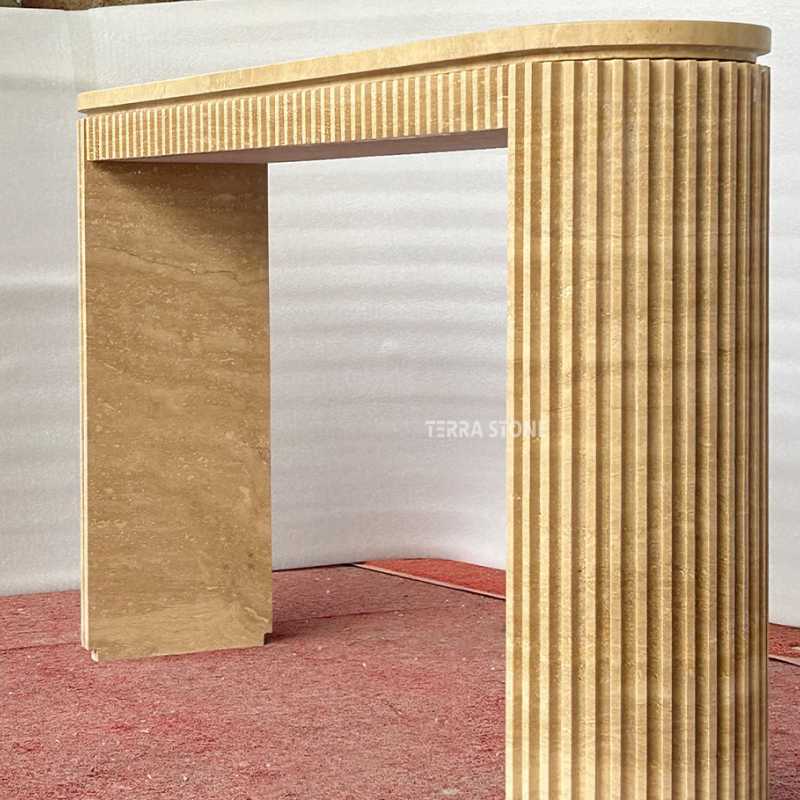 beige travertine marble console table with semi circular table legs beige travertine marble console table with semi circular table legs