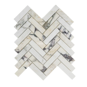 calacatta viola 1x4 herringbone mosaic marble tile
