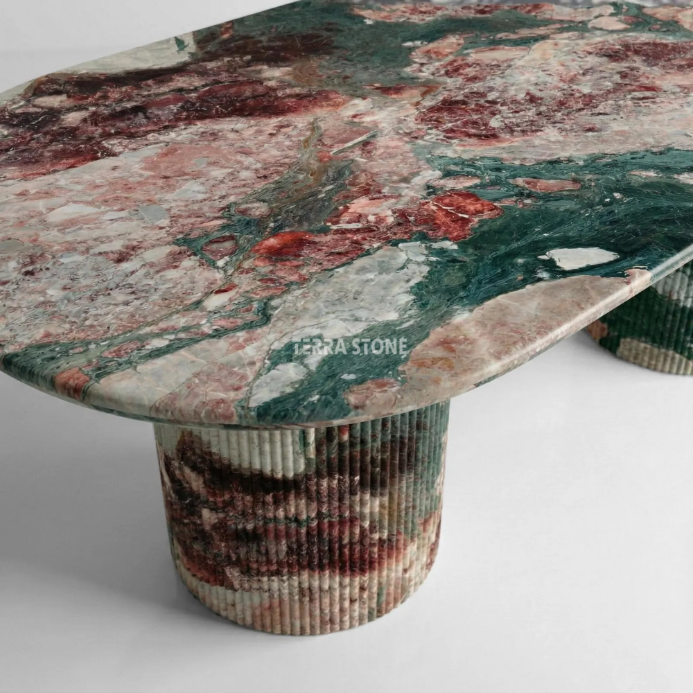 handcrafted four seasons marble dining table fluted base handcrafted four seasons marble dining table fluted base
