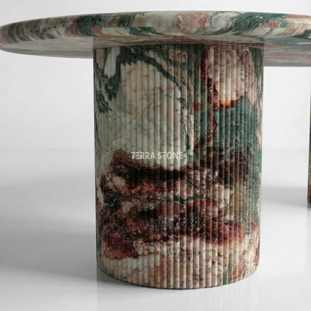 handcrafted four seasons marble dining table fluted base handcrafted four seasons marble dining table fluted base