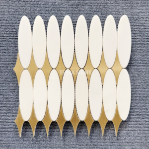 white onyx with brass waterjet mosaic tile oval pattern