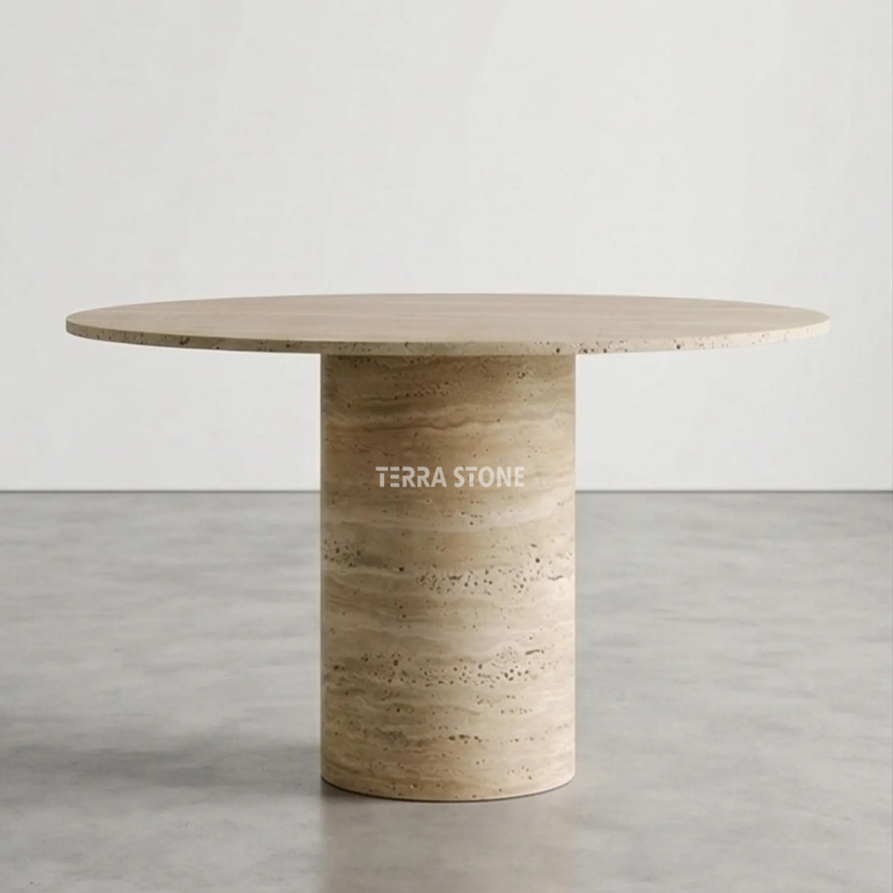 round travertine dining table, italian natural stone pedestal, modern beige marble kitchen furniture round travertine dining table, italian natural stone pedestal, modern beige marble kitchen furniture
