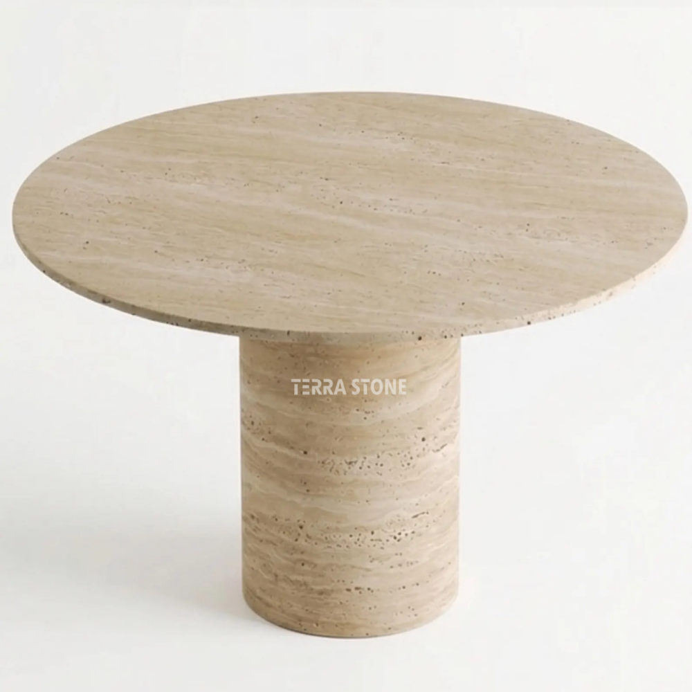round travertine dining table, italian natural stone pedestal, modern beige marble kitchen furniture round travertine dining table, italian natural stone pedestal, modern beige marble kitchen furniture