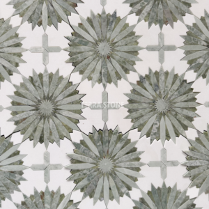 thassos white ming green marble waterjet mosaic luxury tiles
