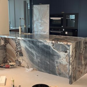 ocean storm white marble kitchen island countertops