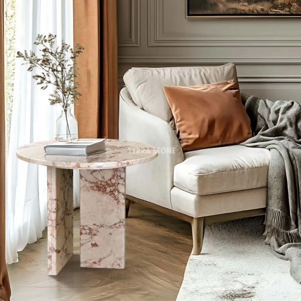 diamond pink natural marble side table diamond pink natural marble side table