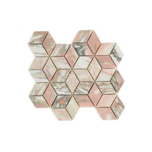 norwegian rose diamond mosaic pink marble tile | honed