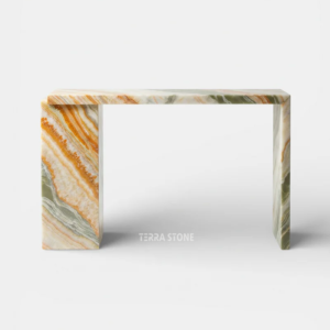 natural rainbow onyx console table