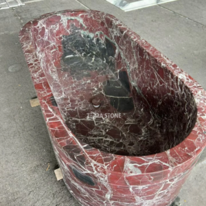 rosso levanto marble bathtub
