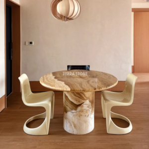 persian white brown onyx round dining table