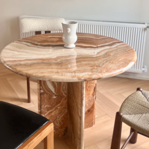 persian white brown onyx round dining table
