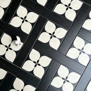 mz2261+75ml506 floral black wood like ceramic tile combo