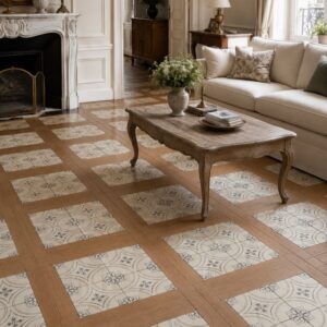 hs22007+75ml501 floral ceramic tile and wood look ceramic tile combo
