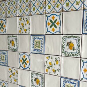 100x100mm lemon flower pattern tile for kitchen backsplash