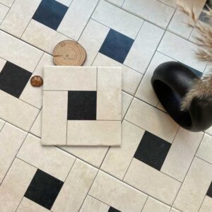 hs22033 black and beige ceramic tile 200x200mm