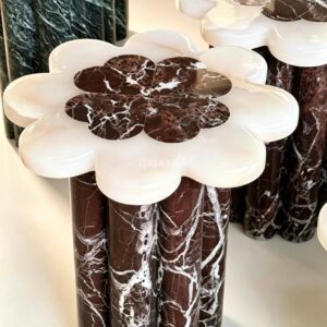rosso levanto marble side table