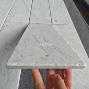 statuario white marble tile broken edges tumbled 4“x16"