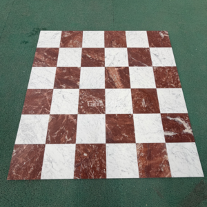 rouge du roi red marble & carrara checkerboard tile honed